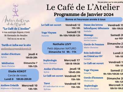 © Programme de janvier au Café de l'atelier à St Germain du Seudre