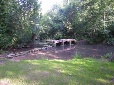 © Le pont des Ânes, ancienne passerelle médiévale, qui enjambe la Seugne à Clion
