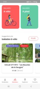 App Loopi menu des balades avec gps embarqués