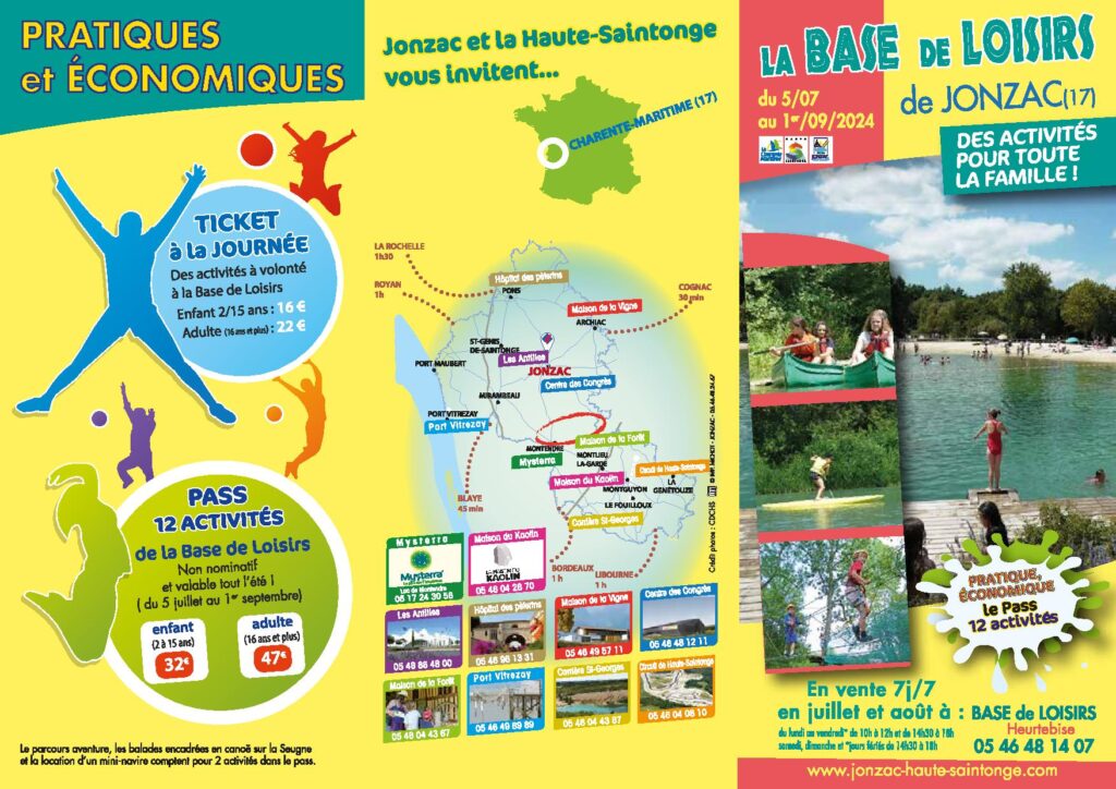 Flyer base de loisirs de jonzac 2024 verso