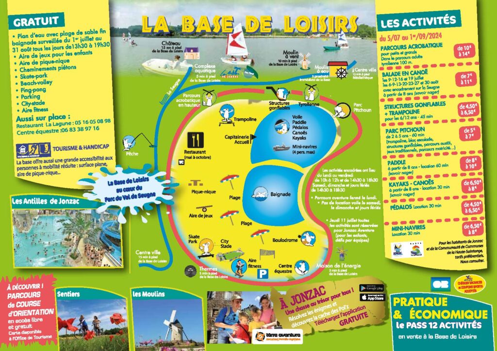 Flyer base de loisirs de jonzac 2024 recto