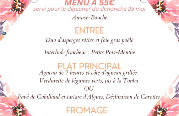 photo menu de fêtes des mères dans les restaurants autour de Jonzac