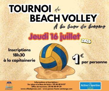 tournoi beach volley base de loisirs de jonzac 2026