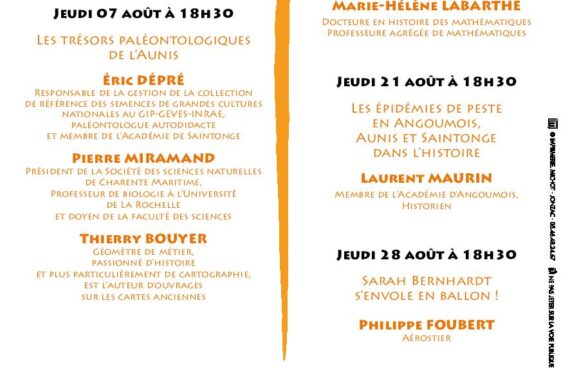 Programme des conférences de l'université d'été 2025 à Jonzac