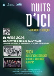 Affiche Nuits d'ici 2026 Orchestres de Sud Saintonge : la joyeuse chevancelaise et l'harmonie cantonale de Mirambeau