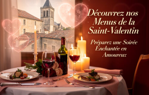 Illustration de menu de saint valentin à Jonzac Haute Saintonge. Image générée par l'IA